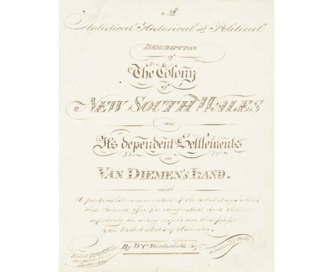 Australia manuscript - New South Wales - Tasmania Wentworth, William Charles 'A Statistical, Historical and Political Descrip