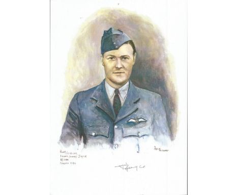 Plt/Off Frank Joyce WW2 RAF Battle of Britain Pilot signed colour print 12 x 8 inch signed in Pencil. Image of him in uniform