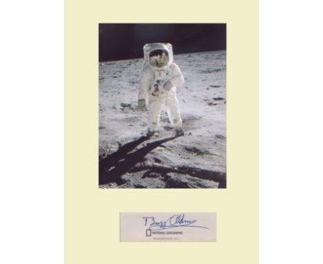 Apollo 11 Buzz Aldrin First Moonlanding. Signature of Buzz Aldrin with picture on moon. Professionally mounted to 16x12. 
