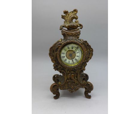 An American Ansonia mantel clock, a/f, height 21cm