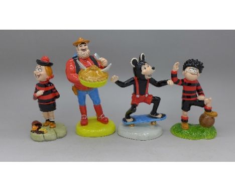Four Beswick Beano and Dandy figures, Desperate Dan, Dennis the Menace, Minnie the Minx and Biffa the Bear