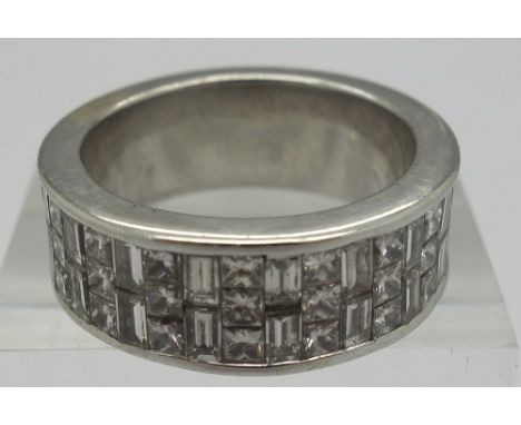 A 14ct white gold, diamond eternity ring, approximately 8ct diamond weight, weight 13g, size S, width 8mm