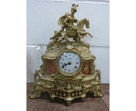 A brass mantel timepiece, made in Italy, height 40cm