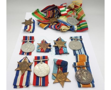 A collection of World War II medals including The Africa Star with 1st Army clasp