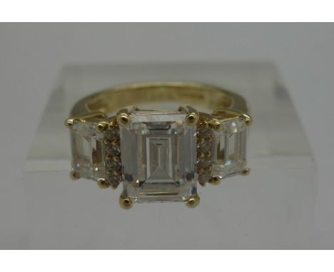 A 14ct gold and white stone ring, weight 4.7g, size K