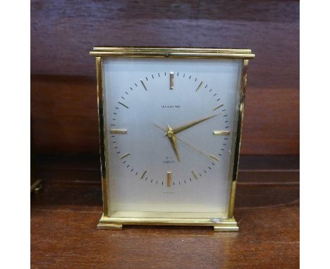 A Garrard quartz mantel timepiece, top bears inscription, height 14cm