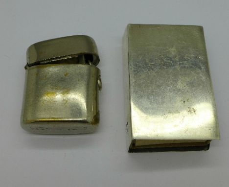 A silver matchbox holder, Birmingham 1902, and a travel inkwell