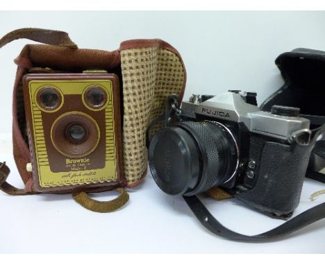 A Fujica film camera and a Kodak Brownie Six-20 camera
