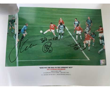 1999 Champions League Manchester United Signed Print: Stunning large Ltd Edition Becket Studios print picturing Manchester Un