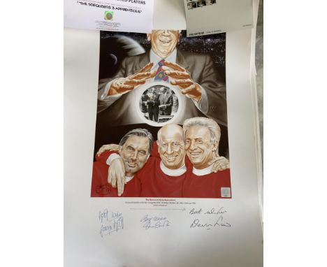 Best Law + Charlton Signed Manchester United Print: Stunning large Ltd Edition Becket Studios print to celebrate Manchester U