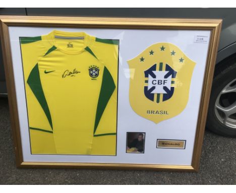 Ronaldo Brazil Signed Framed Football Shirt: Expensively framed large item with perspex. No COA but a picture of him signing 