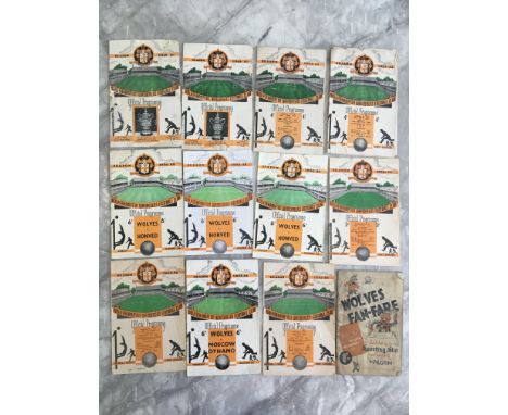 1950s Wolverhampton Wanderers Home Football Programmes: From 49/50 to 55/56 in mixed conditions with some having writing to c