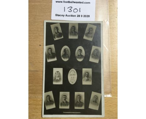 1908/09 Southend United Football Postcard: Excellent condition player portrait group with postcard rear. Photo by Graydon.