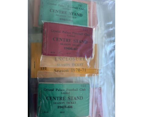 Crystal Palace Season Ticket Collection: From 65/66 to 79/80 there are 18. Large quantity of season ticket books and cards fr