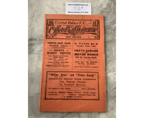 25/26 Crystal Palace v Reading Football Programme: Dated 24 4 1926 in excellent condition with no team changes.