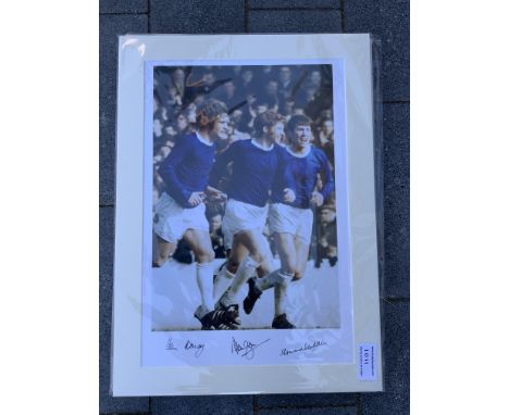 Everton Signed Mounted Football Print: Hand signed by the Holy Trinity of Ball Kendall and Harvey who are all pictured. Mount