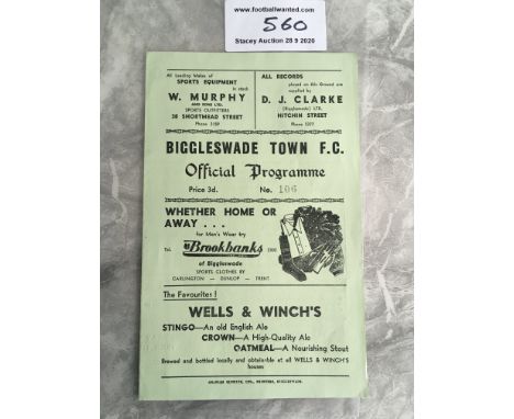 56/57 Biggleswade v Tottenham A Football Programme: Mint condition 4 pager dated 1 12 1956. Last minute arranged match on beh