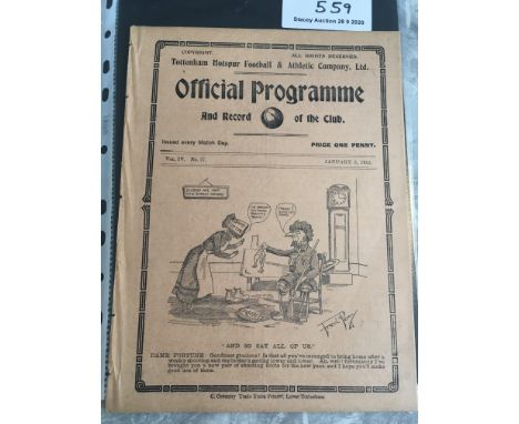 1911/12 Tottenham Reserves v Reading Football Programme: Excellent condition South Eastern League match dated 6 1 1912. Ex bo