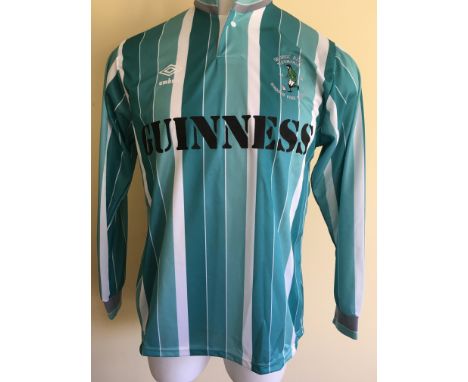 1988 George Best Testimonial 1988 Match Worn Football Shirt: Green number 8 shirt worn by team mate Liam Brady who played for