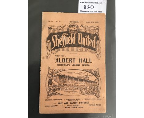 1925/26 FA Cup Semi Final Football Programme: Manchester City v Manchester United played at Sheffield United dated 27 3 1926.