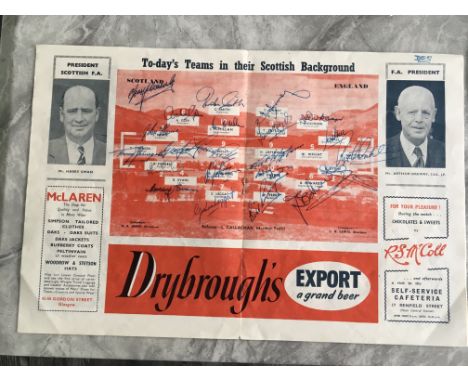 1956 Scotland v England Signed Football Programme: Signed by 21 of the 22 that played for both teams only lacking Billy Wrigh