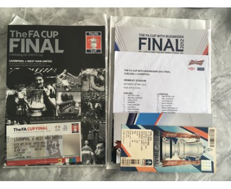 Liverpool + Euro 96 Football Programmes: FA Cup Finals for 2006 with ticket and 2012 with team sheet and ticket. C/W 4 progra