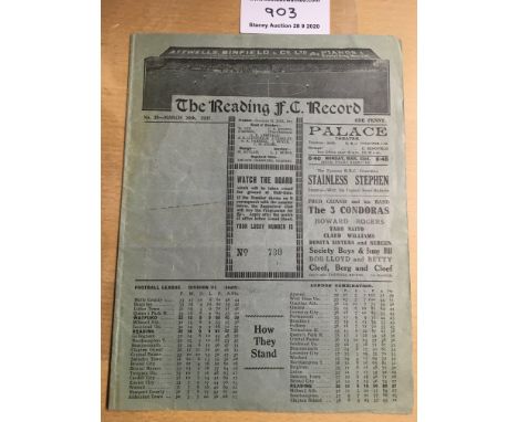 36/37 Army v Air Force Football Programme At Reading: Large style 8 pager dated 20 3 1937 for the forces match.