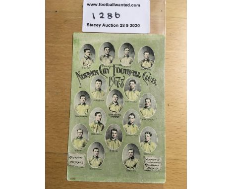 1907/08 Norwich City Football Postcard: Excellent condition in colour With postcard rear. Made by Wilkinson.