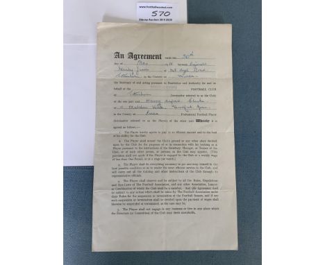 Harry Clarke Tottenham Football Contract: From the famous push and run Spurs championship season of 50/51. Hand signed by Cla