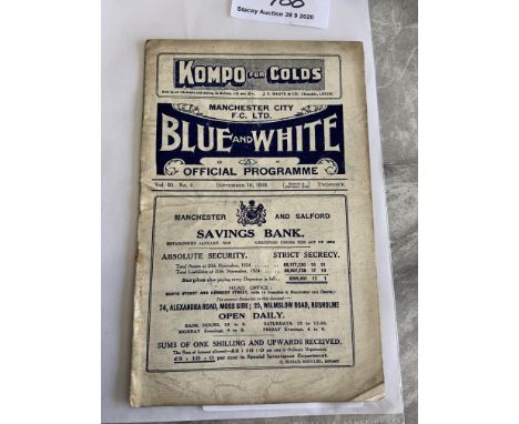 1925/26 Manchester City v Everton Football Programme: Fair/good condition 16 pager with rusty staples. No team changes.