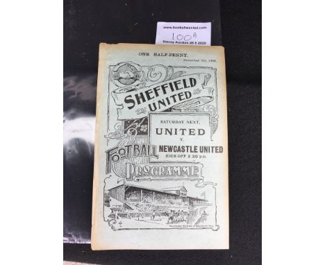 1908/09 Sheffield United Reserves v Gainsborough Trinity Football Programme: Very good condition ex bound 4 pager with no wri