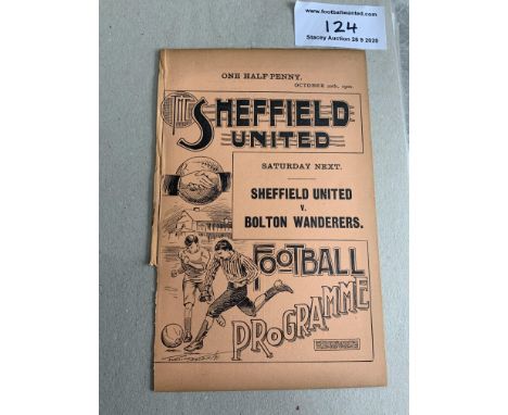 1900/1901 Sheffield United Reserves v Derby County Football Programme: 4 pager ex bound with 30 per cent spine split.