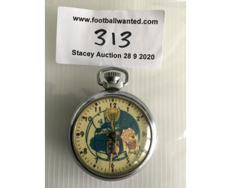 1966 World Cup Willie Football Stopwatch: Nice item with Jules Rimet and WC Willie to face. Reverse reads World Cup Willie 19