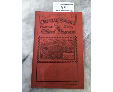29/30 Crystal Palace v Bournemouth Football Programme: Dated 3 5 1930 in good condition with no team changes. Pen marks insid