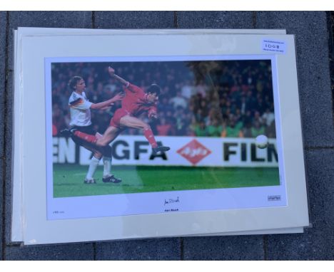 Ian Rush Signed Mounted Wales Football Print: Hand signed by Rush who is pictured scoring v Germany in the Euro qualifier in 