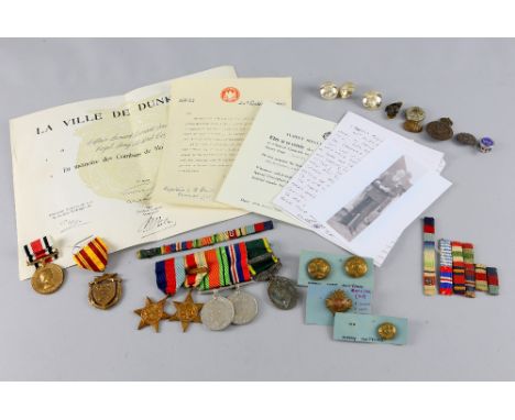 WWII medal group, buttons etc, together with paperwork relating to Capt. L. B. Smith Royal Army Medical Corps..     