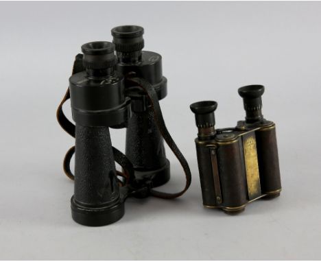 Barr & Stroud  7x binoculars, WD mark and a pair of Ross, London Field glasses (2).     Smaller pair marked Patent Ross Londo