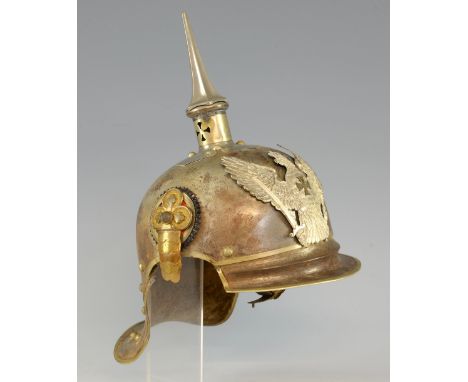Reserve officers Pickelhaube for the 1st to 6th Light Horse (Jäger zu Pferd) Regiments, circa 1914. with original trench cove