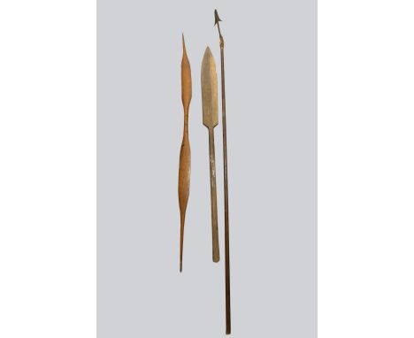 A collection of native spears, arrows, truncheon circa 1900. Provenance gathered by a Brigadier General in the Indian Army.  