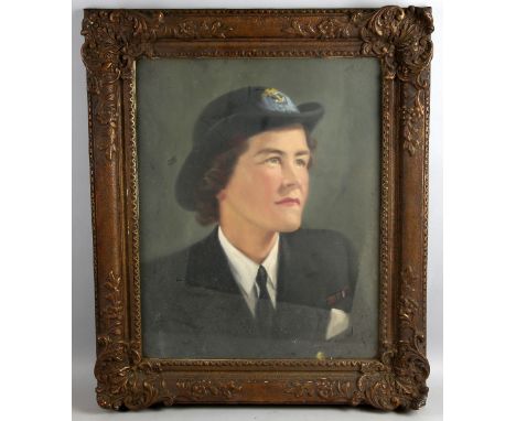 WW2 head and shoulders portrait of a woman in naval uniform, oil on canvas, 50cm x 40cm .     