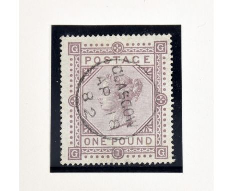1867 -83 £1 brown Lilac SG 129 light central Glasgow circular date stamp, fine appearance, lettered GGExecutor sale of a priv