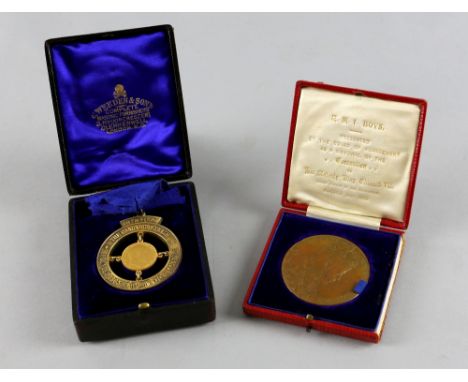 RMIB (Royal Masonic Institution for Boys) Jewel presented for the Canonbury Prize, set with a 1908 gold sovereign, together w