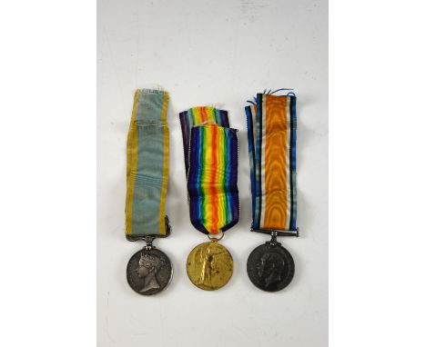 Family group of three medals Crimea 1854-56, 1 clasp, Sebastopol, SEJT. R. WINDER,2nd BTN RIFLE BDE.; 1914-1919 War Medal and