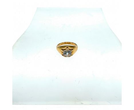 Beautiful 14k yellow gold filled ring with a large round clear gemstone. Size 10.25. Condition: Age related wear.