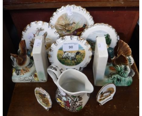 A PAIR OF CERAMIC DUCK BOOKENDS and a collection of similar ceramics