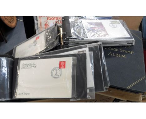 A VINTAGE "EMPIRE" STAMP ALBUM, containing stamps, two albums of First Day covers and a selection of unused stamps 