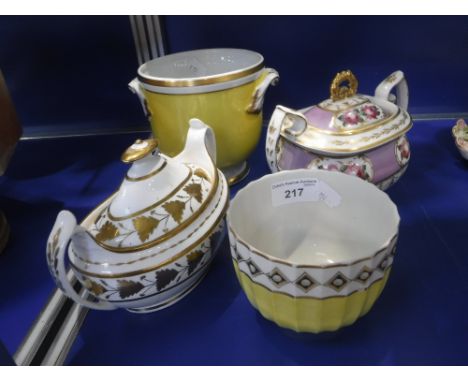 A DERBY SLOPS BASIN, A REGENCY SUCRIER, another and a cache-pot (4)    