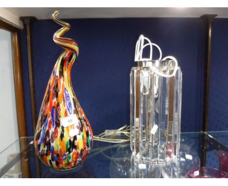 A CONTEMPORARY MEDINA STYLE GLASS TABLE LAMP and a table lamp with cut glass facets (2) 