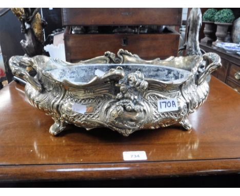 A CONTINENTAL BRASS ROCOCO PLANTER, 42 cm wide 
