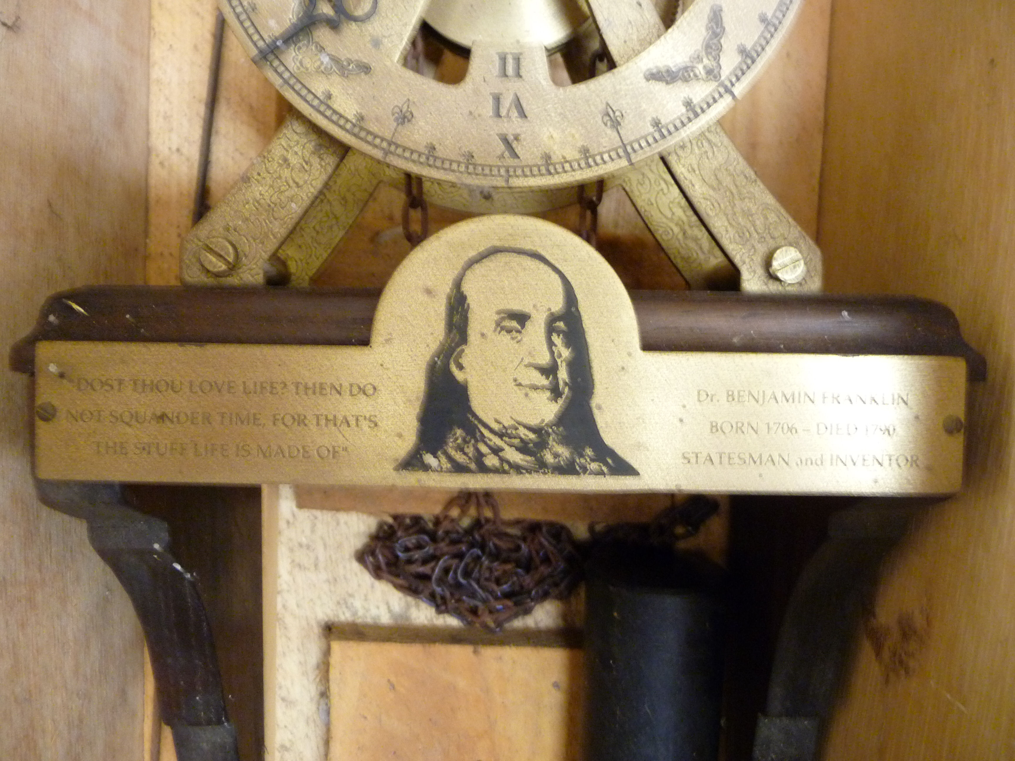 A Benjamin Franklin Design 'The Three Wheeled Clock', On A Bracket ...